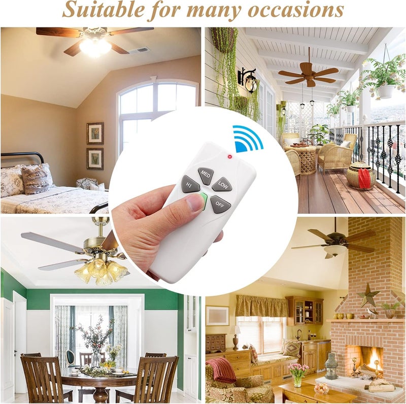 Prichor Universal Ceiling Fan Remote Control Kit, Replacement for Harbor Breeze Hampton Bay Hunter Litex, 3 Speed Control with Light Dimmer, Included FAN28R Receiver and Wall Mount - Image 5